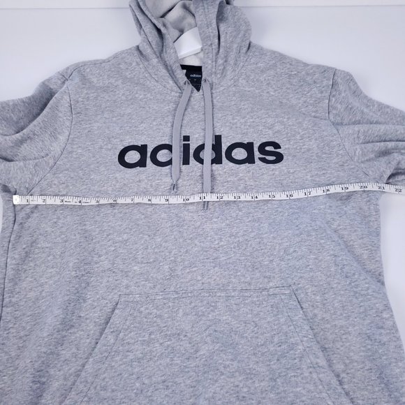 Adidas Sweatshirt Hoodie Size Large in Gray-Kangaroo Pocket-Fleece Lined - Picture 5 of 7